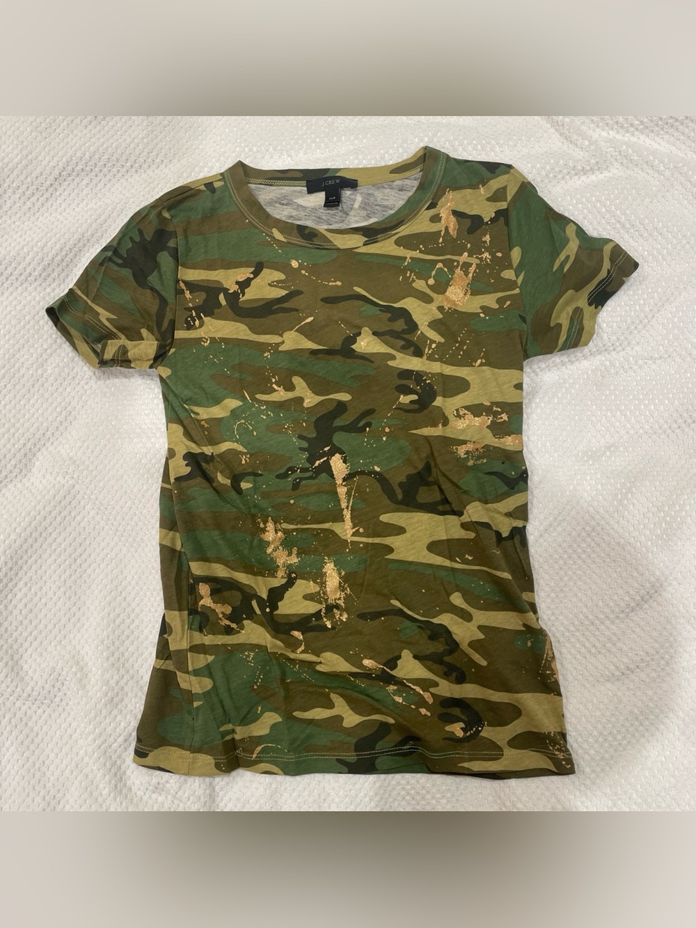 J.Crew Camo Gold Paint Splatter Tee XXS